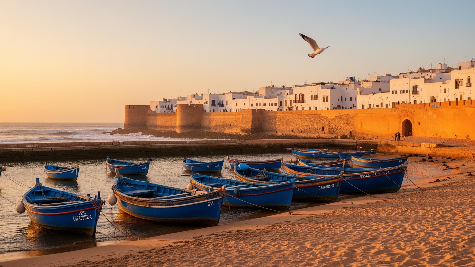Remparts d'Essaouira au coucher du soleil